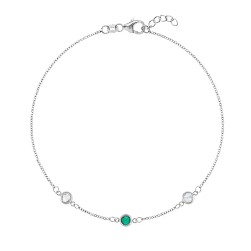 Personalized Classic 3 Birthstone Bracelet in 14k Gold sold by Haverhill