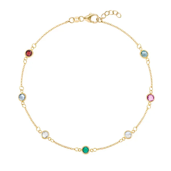 Personalized Classic 7 Birthstone Bracelet in 14k Gold sold by Haverhill