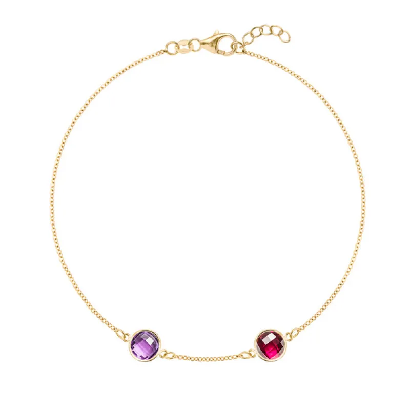 Personalized Grand 2 Birthstone Bracelet in 14k Gold sold by Haverhill