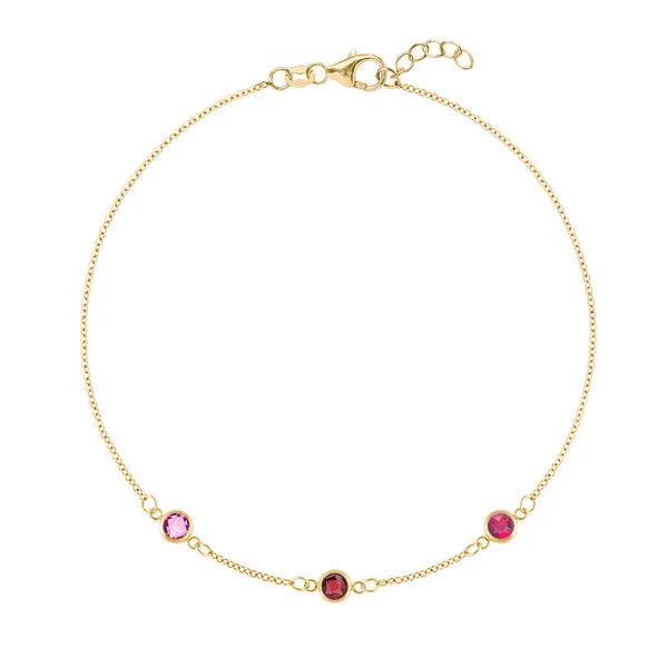 Personalized Classic 3 Birthstone Bracelet in 14k Gold sold by Haverhill