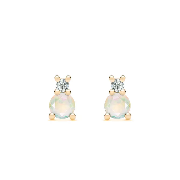 Personalized Greenwich Solitaire Birthstone & Diamond Earrings in 14k Gold sold by Haverhill