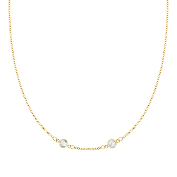 Personalized Classic 2 Birthstone Necklace in 14k Gold (Centered) sold by Haverhill