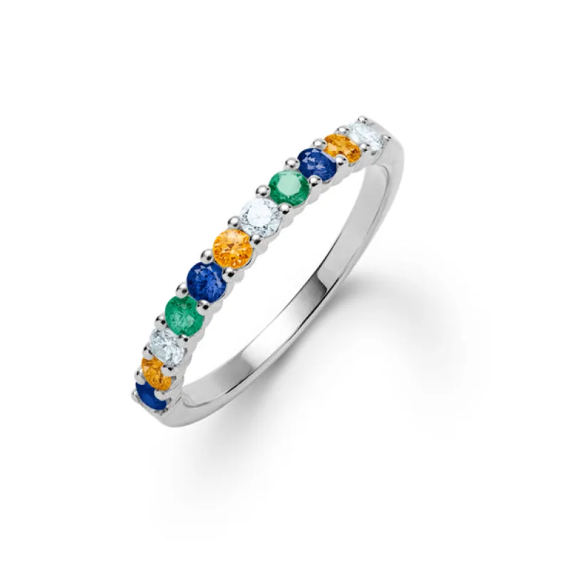 Personalized Rosecliff Birthstone Stackable Ring in 14k Gold sold by Haverhill