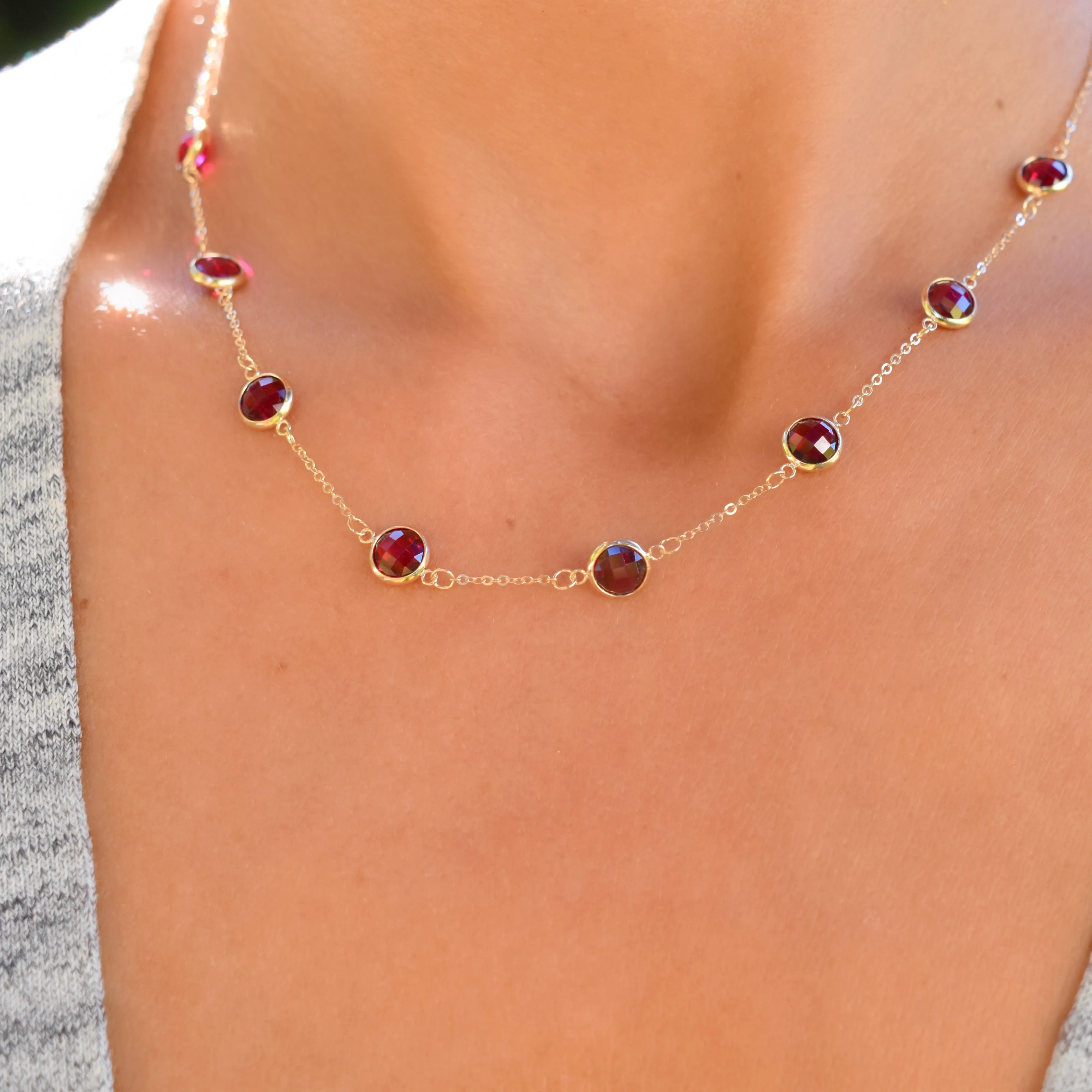 Personalized Grand 8 Birthstone Necklace in 14k Gold sold by Haverhill product image thumbnail 3