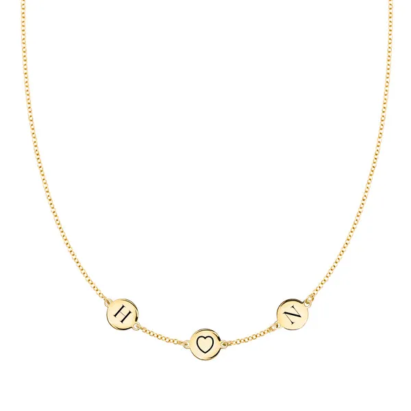 Personalized Heart Disc & 2 Letter Necklace in 14k Gold sold by Haverhill