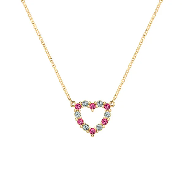 Personalized Rosecliff Small Heart Birthstone Necklace in 14k Gold sold by Haverhill