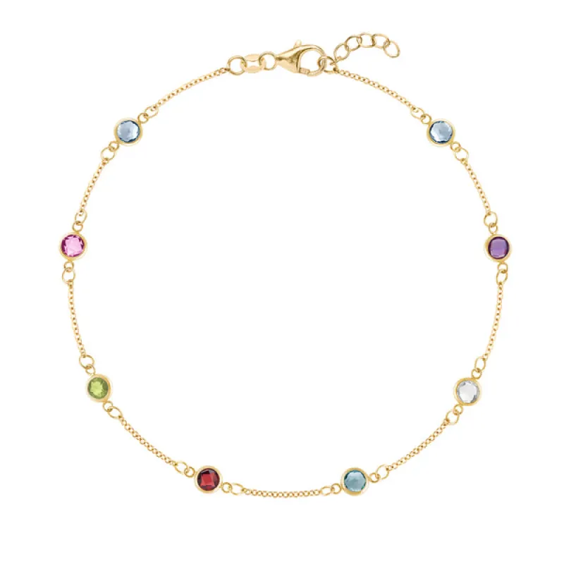 Personalized Classic 8 Birthstone Bracelet in 14k Gold sold by Haverhill