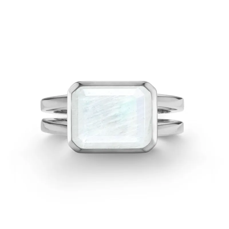 Personalized Warren Horizontal Birthstone Ring in 14k Gold sold by Haverhill