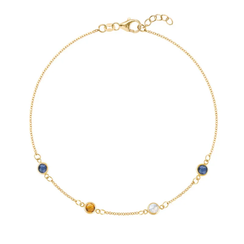 Personalized Classic 4 Birthstone Bracelet in 14k Gold sold by Haverhill
