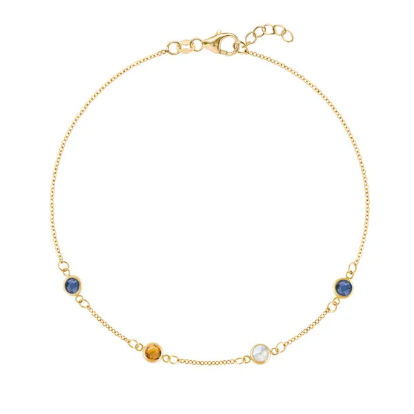 Personalized Classic 4 Birthstone Bracelet in 14k Gold sold by Haverhill