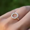 Personalized Rosecliff Small Circle Birthstone Ring in 14k Gold sold by Haverhill