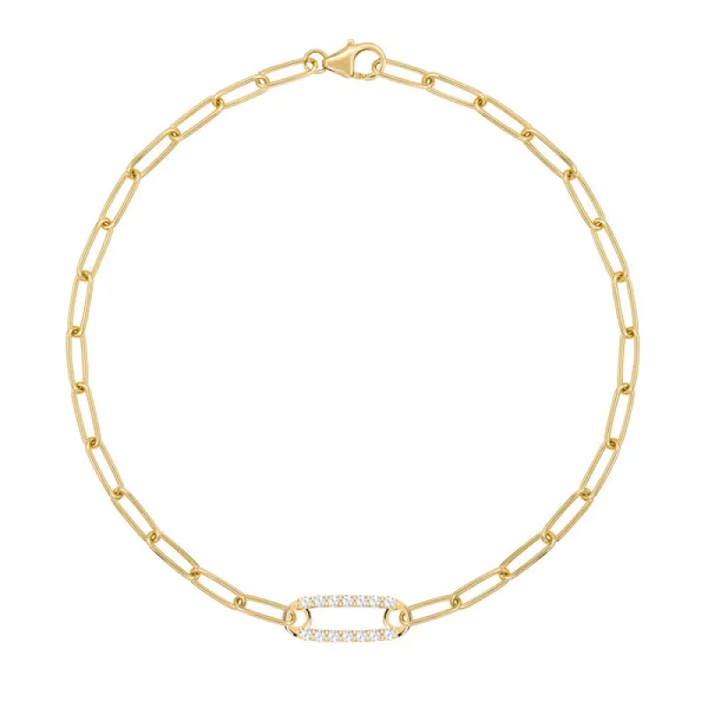 Personalized Adelaide 1 Pavé Birthstone Link Bracelet in 14k Gold sold by Haverhill