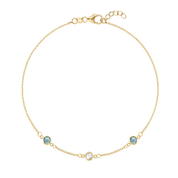 Personalized Classic 3 Birthstone Bracelet in 14k Gold sold by Haverhill
