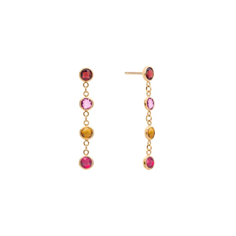 Personalized Classic 4 Birthstone Earrings in 14k Gold sold by Haverhill