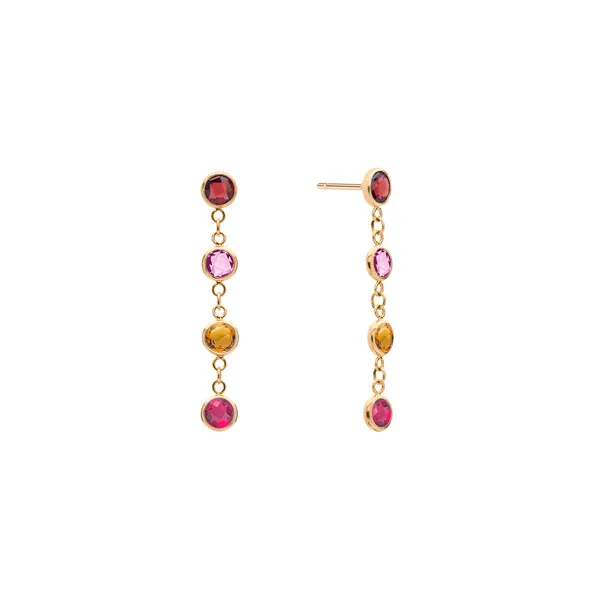 Personalized Classic 4 Birthstone Earrings in 14k Gold sold by Haverhill
