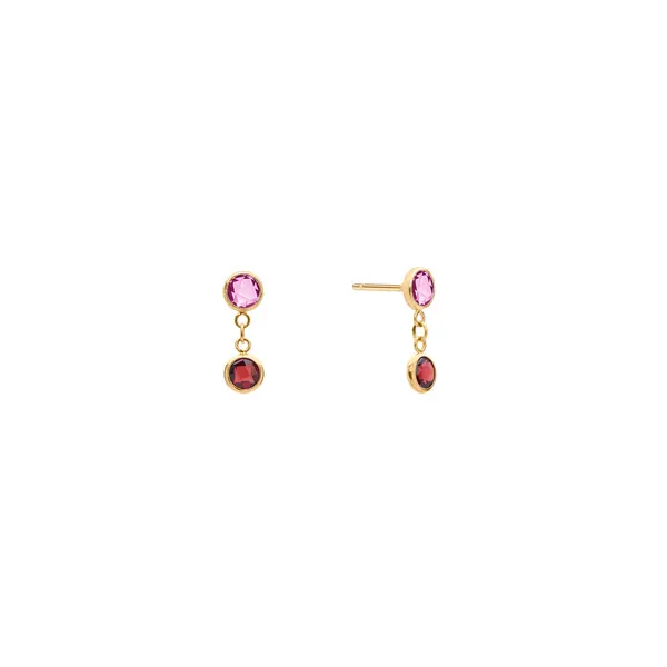Personalized Classic 2 Birthstone Earrings in 14k Gold sold by Haverhill