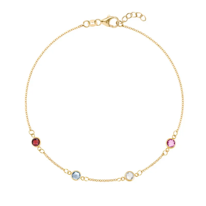 Personalized Classic 4 Birthstone Bracelet in 14k Gold sold by Haverhill