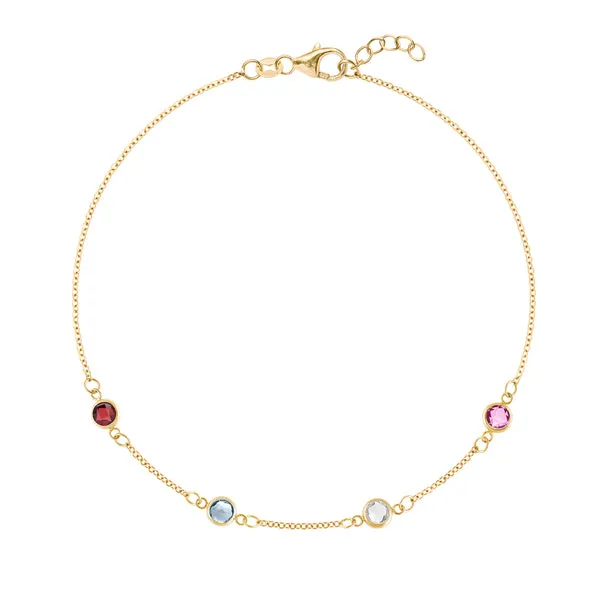 Personalized Classic 4 Birthstone Bracelet in 14k Gold sold by Haverhill
