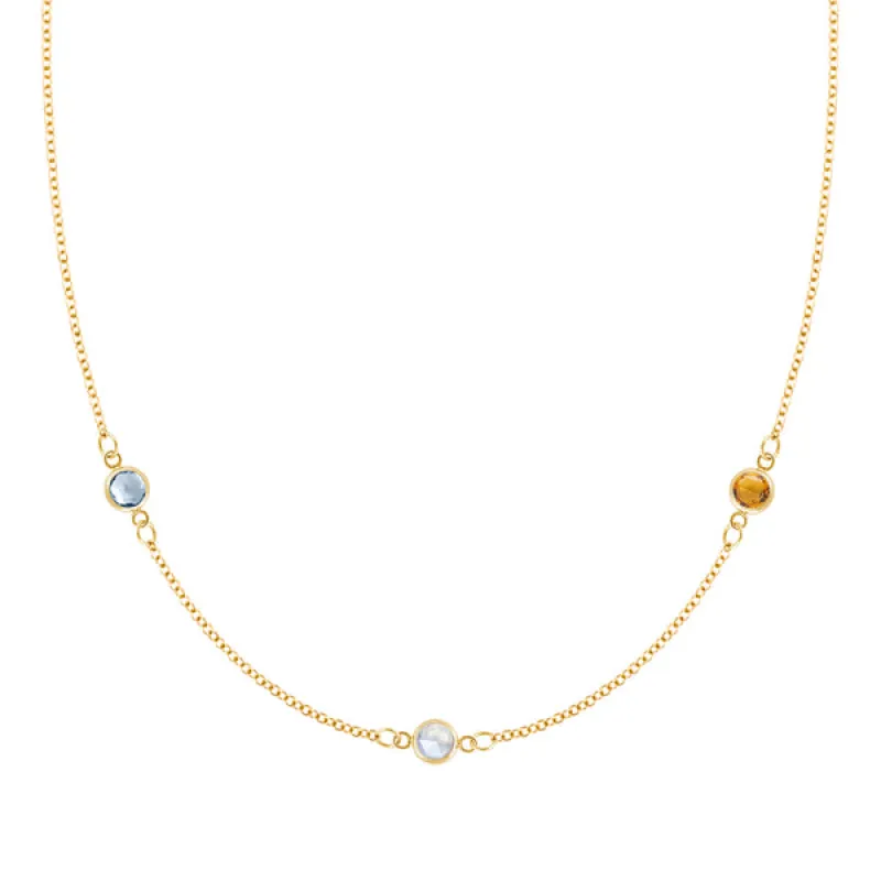 Personalized Classic 3 Birthstone Necklace in 14k Gold sold by Haverhill