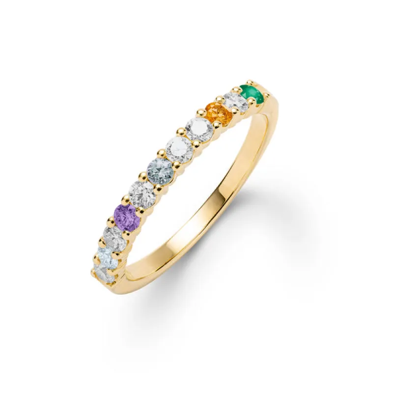 Personalized Rosecliff Birthstone Stackable Ring in 14k Gold sold by Haverhill