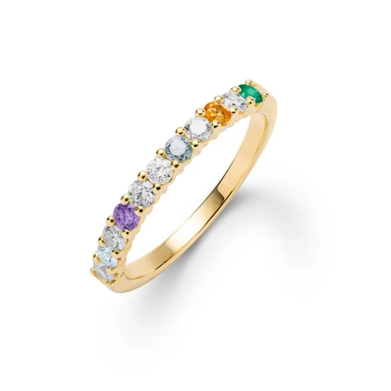 Personalized Rosecliff Birthstone Stackable Ring in 14k Gold sold by Haverhill