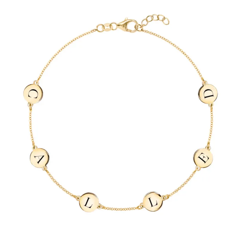 Personalized 6 Letter Bracelet in 14k Gold sold by Haverhill