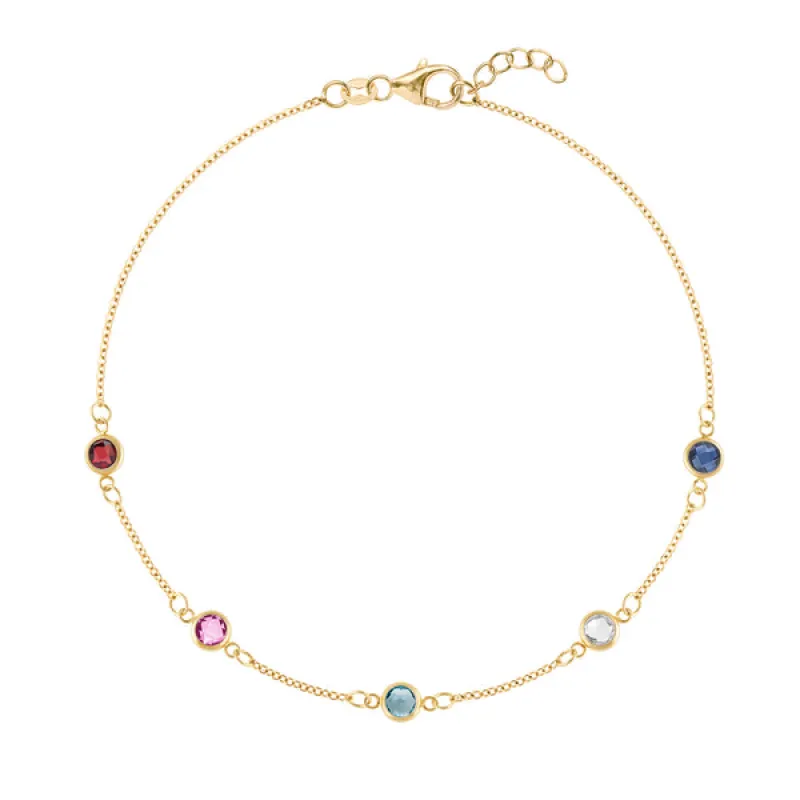 Personalized Classic 5 Birthstone Bracelet in 14k Gold sold by Haverhill