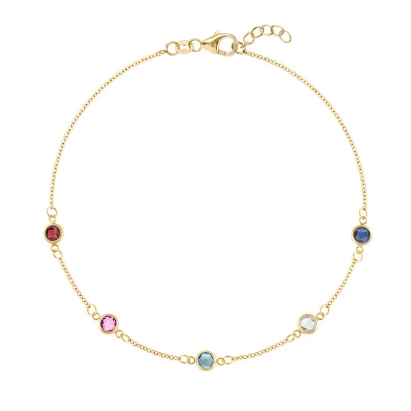 Personalized Classic 5 Birthstone Bracelet in 14k Gold sold by Haverhill
