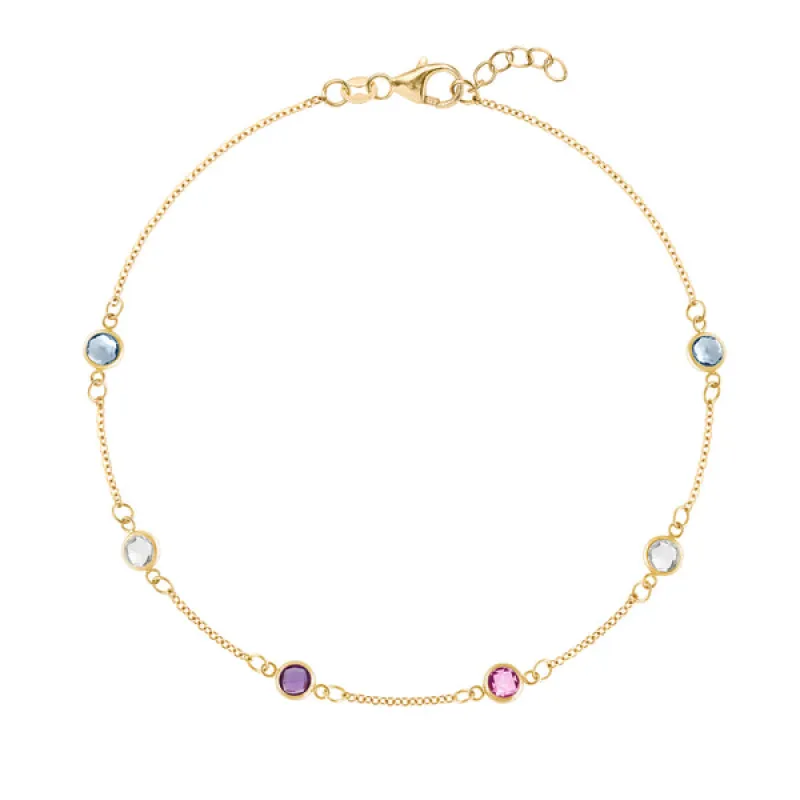 Personalized Classic 6 Birthstone Bracelet in 14k Gold sold by Haverhill