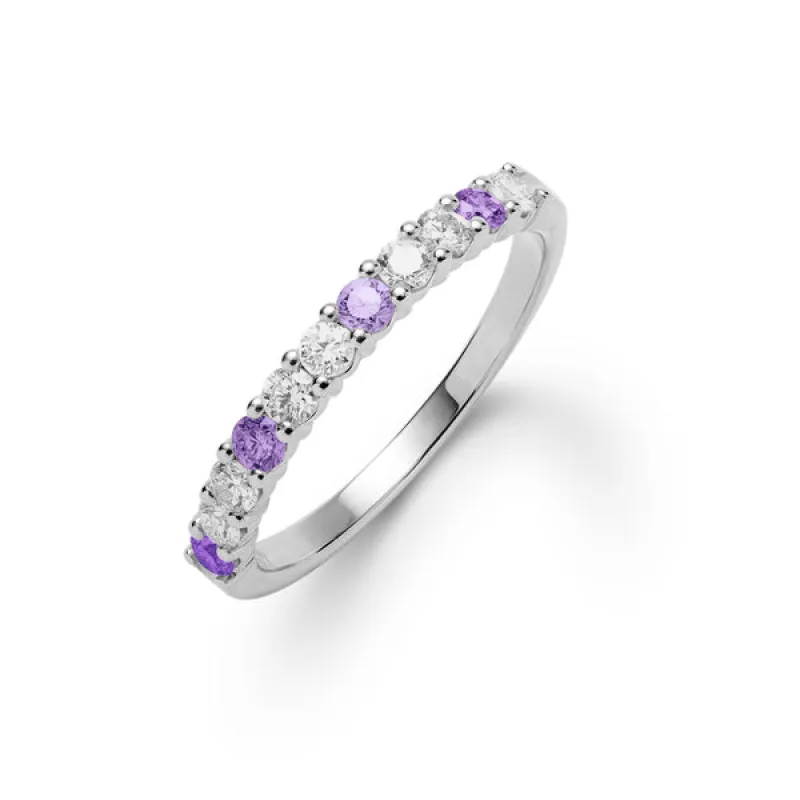 Personalized Rosecliff Birthstone Stackable Ring in 14k Gold sold by Haverhill