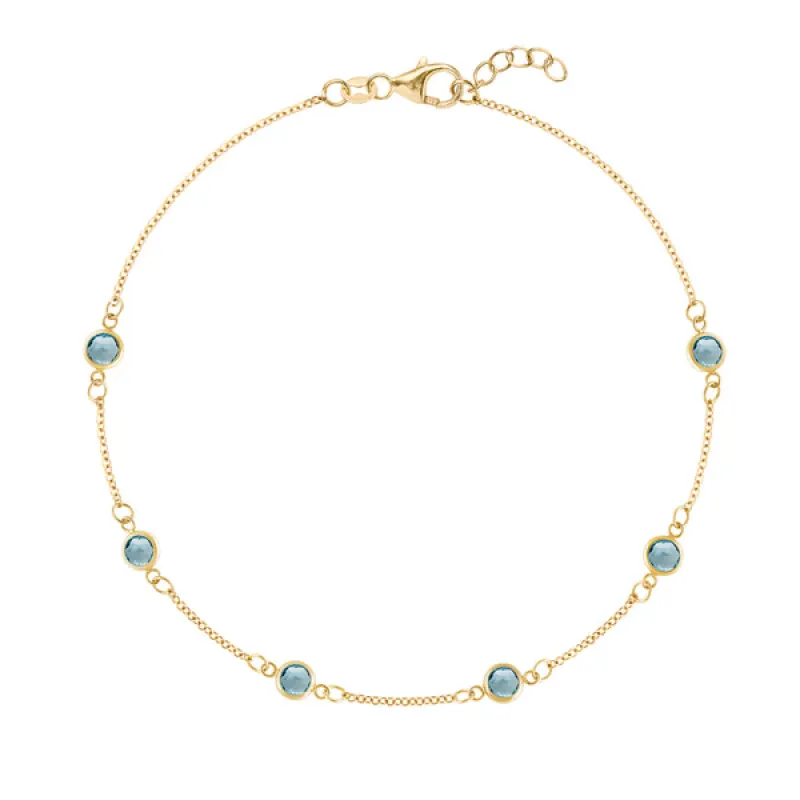 Personalized Classic 6 Birthstone Bracelet in 14k Gold sold by Haverhill