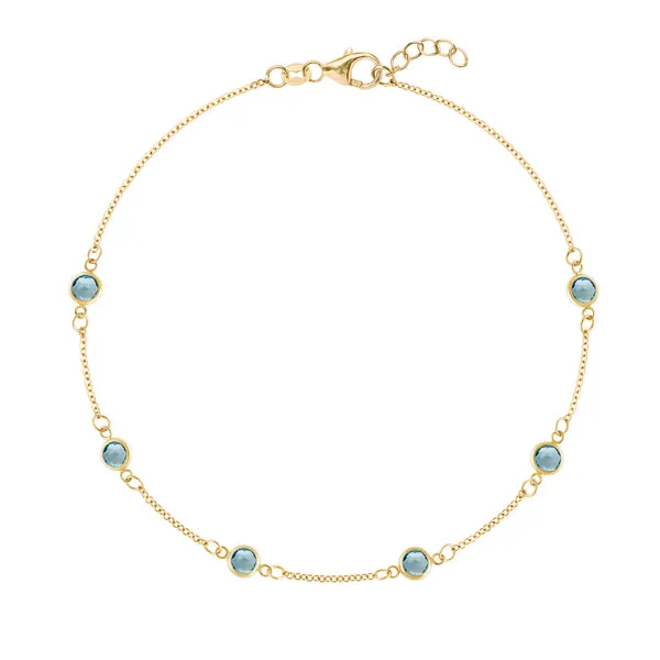 Personalized Classic 6 Birthstone Bracelet in 14k Gold sold by Haverhill