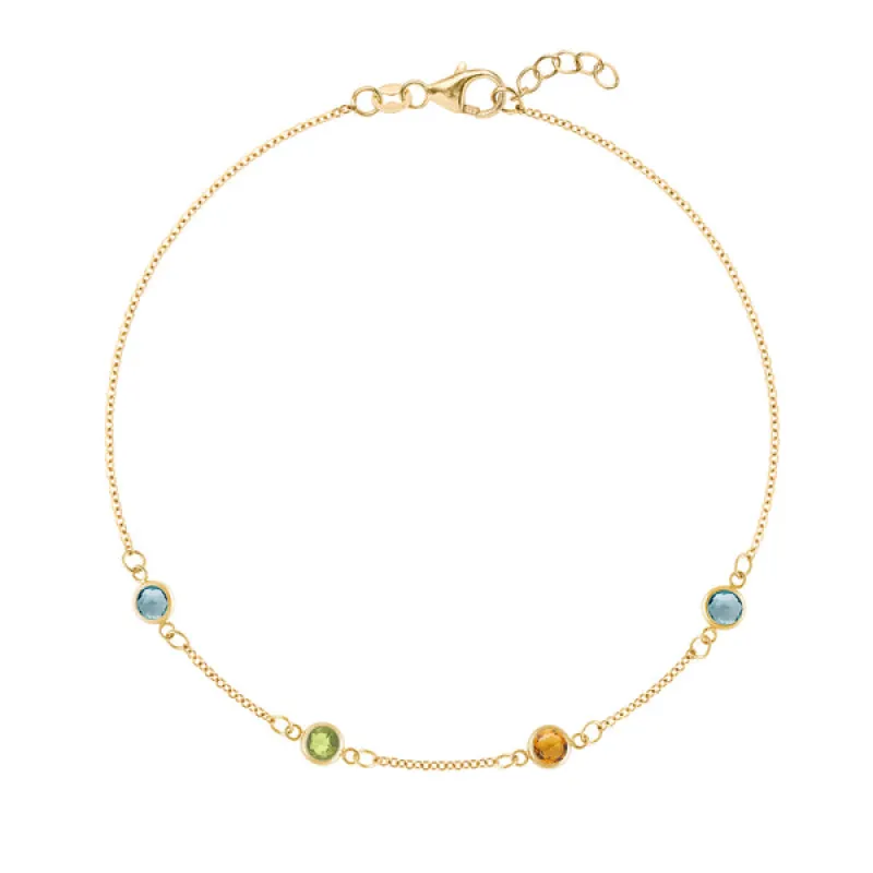 Personalized Classic 4 Birthstone Bracelet in 14k Gold sold by Haverhill