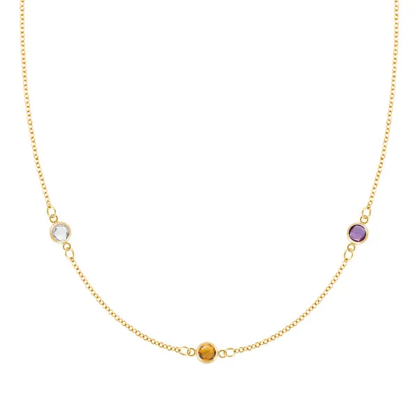 Personalized Classic 3 Birthstone Necklace in 14k Gold sold by Haverhill