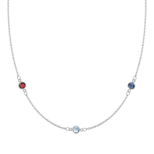 Personalized Classic 3 Birthstone Necklace in 14k Gold sold by Haverhill