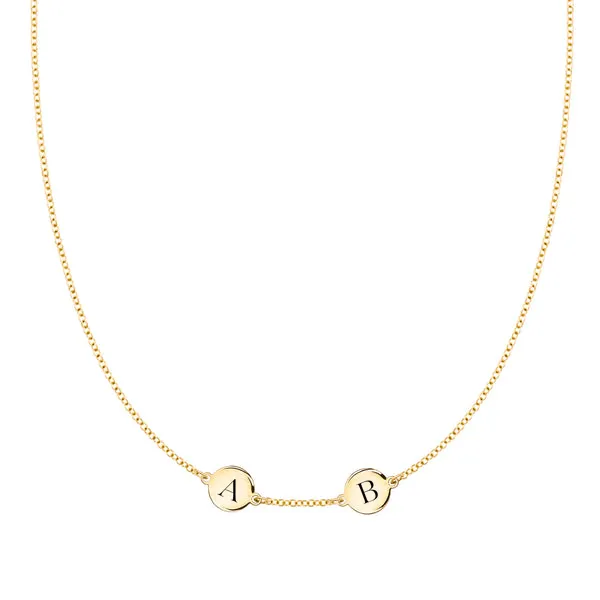 Personalized 2 Letter Necklace in 14k Gold (Single Spacing) sold by Haverhill