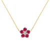 Personalized Greenwich Flower Birthstone & Diamond Necklace in 14k Gold sold by Haverhill