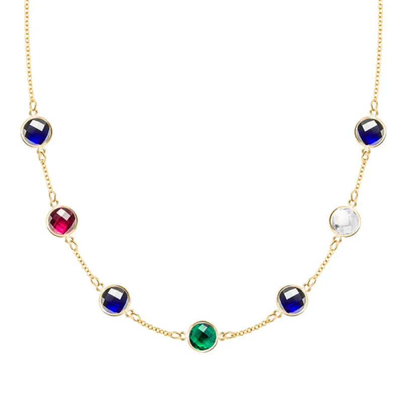 Personalized Grand 7 Birthstone Necklace in 14k Gold sold by Haverhill