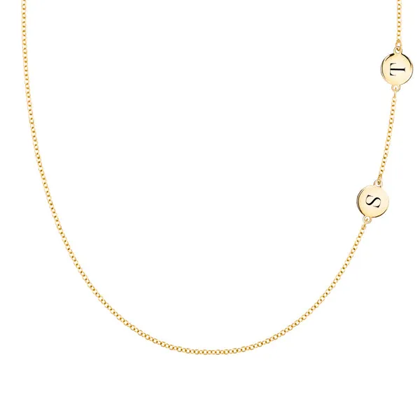 Personalized 2 Letter Necklace in 14k Gold (Double Spacing) sold by Haverhill