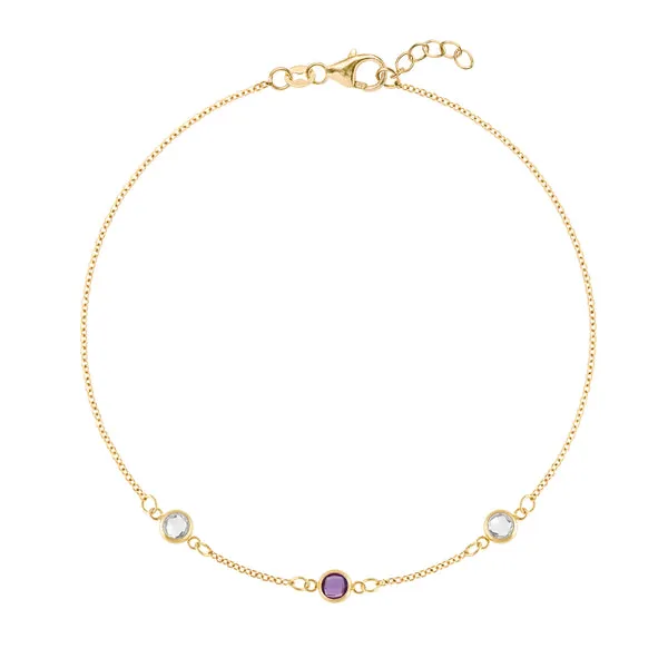 Personalized Classic 3 Birthstone Bracelet in 14k Gold sold by Haverhill