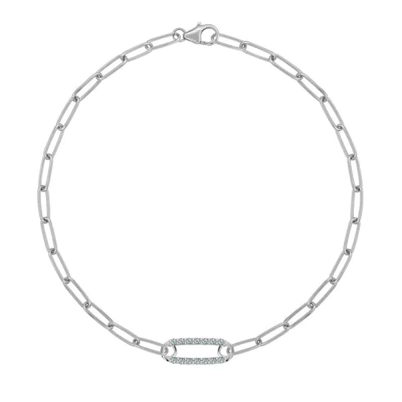 Personalized Adelaide 1 Pavé Birthstone Link Bracelet in 14k Gold sold by Haverhill