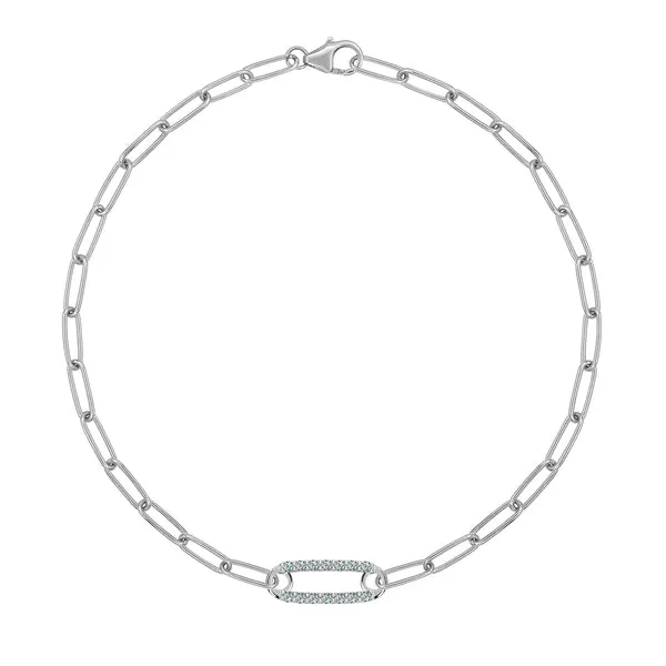 Personalized Adelaide 1 Pavé Birthstone Link Bracelet in 14k Gold sold by Haverhill