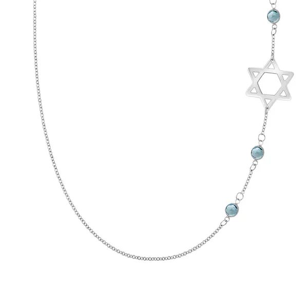 Personalized Classic Star of David & 3 Birthstone Necklace in 14k Gold sold by Haverhill