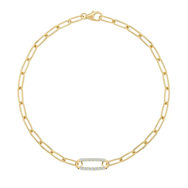 Personalized Adelaide 1 Pavé Birthstone Link Bracelet in 14k Gold sold by Haverhill