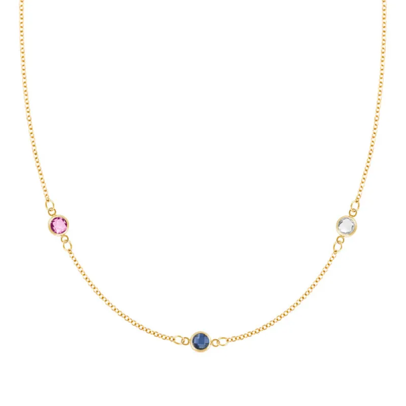 Personalized Classic 3 Birthstone Necklace in 14k Gold sold by Haverhill