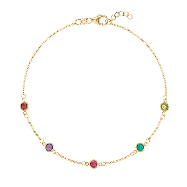 Personalized Classic 5 Birthstone Bracelet in 14k Gold sold by Haverhill