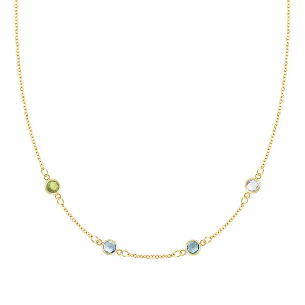 Personalized Classic 4 Birthstone Necklace in 14k Gold sold by Haverhill
