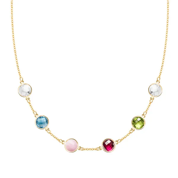 Personalized Grand 6 Birthstone Necklace in 14k Gold sold by Haverhill