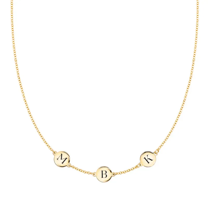 Personalized 3 Letter Necklace in 14k Gold (Single Spacing) sold by Haverhill