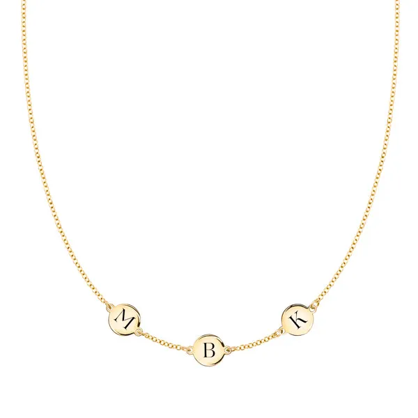 Personalized 3 Letter Necklace in 14k Gold (Single Spacing) sold by Haverhill